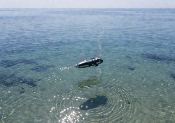 Crystal clear ocean water at an open-water drone testing site